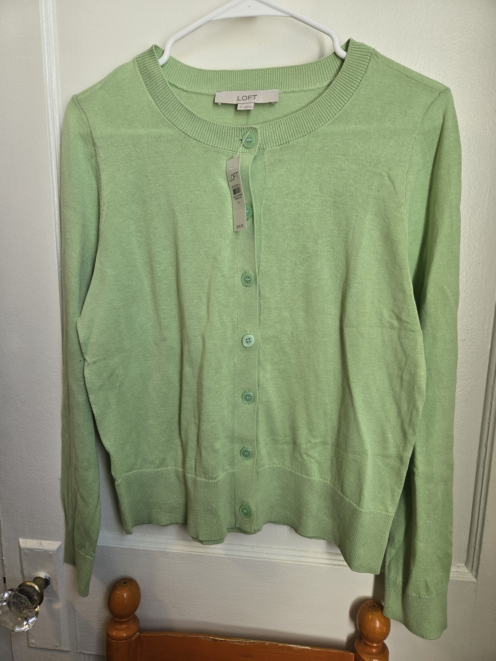 LOFT Light Green Classic Button Cardigan